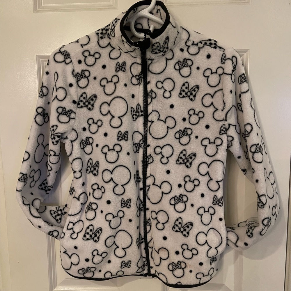 Disney Girls size XS - Mickey Mouse silhouette  white fleece zipper jacket